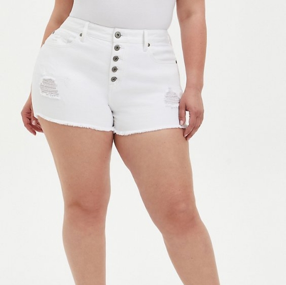 torrid Pants - Torrid plus vintage stretch denim high rise distressed shorts, 26/ 49", …